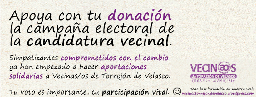 Colabora económicamente en la campaña de Vecinas y vecinos de Torrejón de Velasco